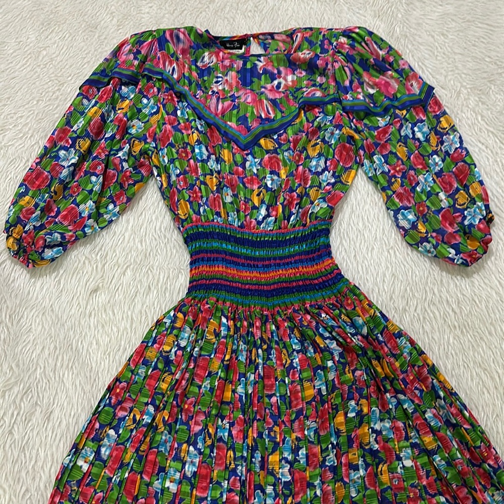 Vintage Diane Freis Maxi Length floral Colorful Dress size medium